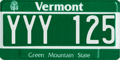 VT license plate YYY125