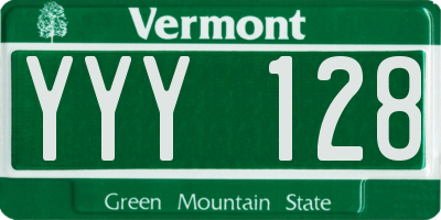 VT license plate YYY128