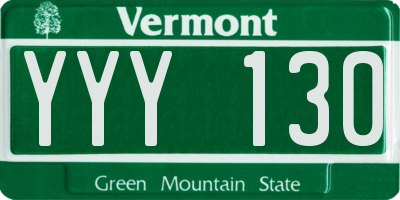 VT license plate YYY130