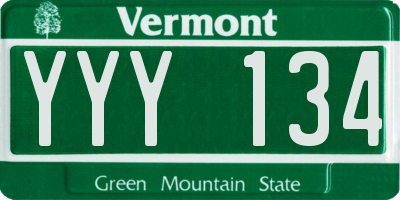 VT license plate YYY134