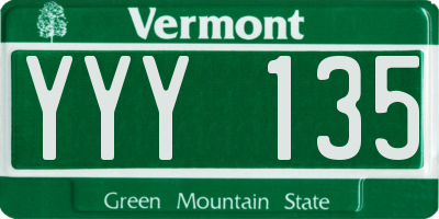 VT license plate YYY135
