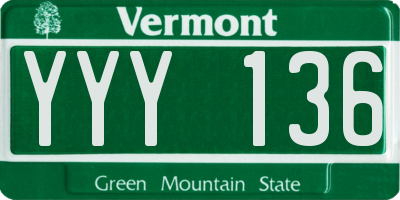 VT license plate YYY136