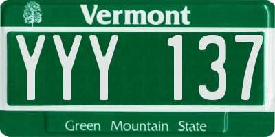 VT license plate YYY137