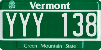 VT license plate YYY138