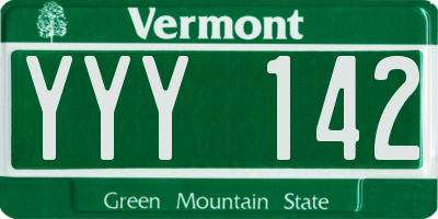VT license plate YYY142