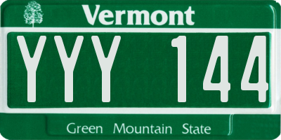 VT license plate YYY144