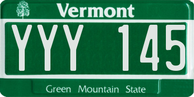 VT license plate YYY145