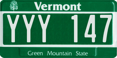 VT license plate YYY147