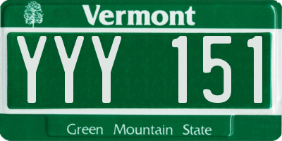 VT license plate YYY151