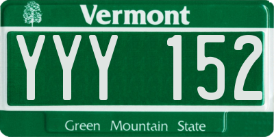 VT license plate YYY152