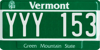 VT license plate YYY153