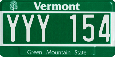 VT license plate YYY154