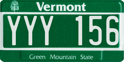 VT license plate YYY156