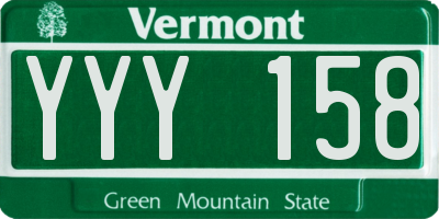 VT license plate YYY158