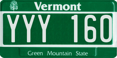VT license plate YYY160