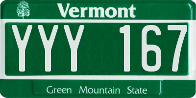 VT license plate YYY167