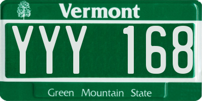 VT license plate YYY168