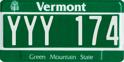 VT license plate YYY174