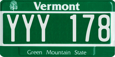 VT license plate YYY178