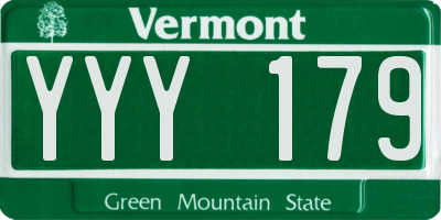 VT license plate YYY179