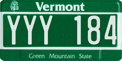VT license plate YYY184