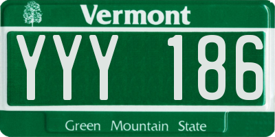 VT license plate YYY186