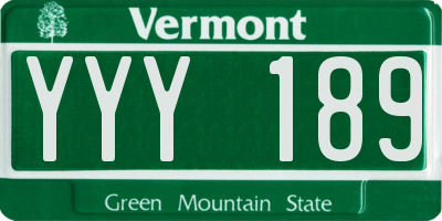 VT license plate YYY189