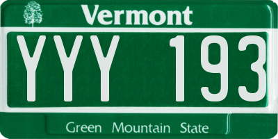 VT license plate YYY193