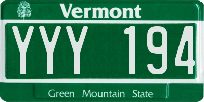 VT license plate YYY194