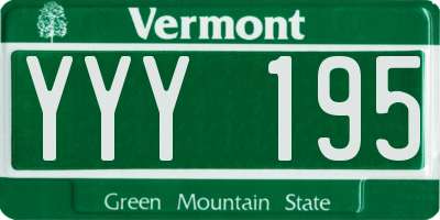VT license plate YYY195