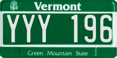 VT license plate YYY196