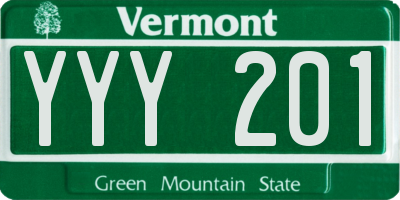 VT license plate YYY201