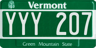 VT license plate YYY207