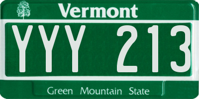 VT license plate YYY213