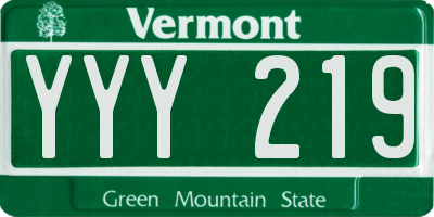 VT license plate YYY219
