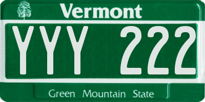 VT license plate YYY222