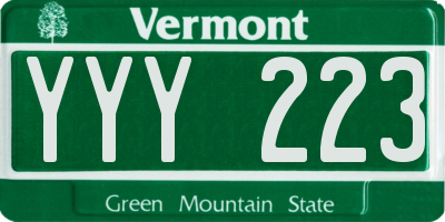 VT license plate YYY223