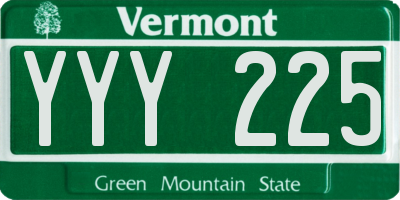 VT license plate YYY225