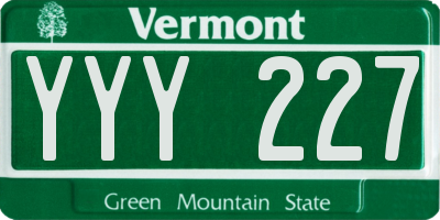 VT license plate YYY227