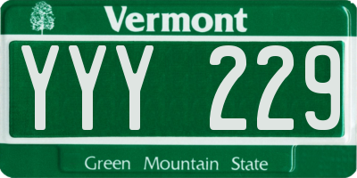 VT license plate YYY229