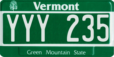 VT license plate YYY235