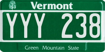 VT license plate YYY238