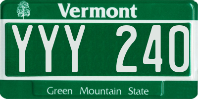 VT license plate YYY240