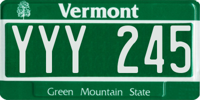 VT license plate YYY245