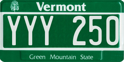 VT license plate YYY250