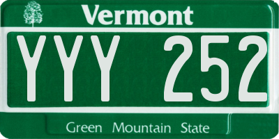 VT license plate YYY252