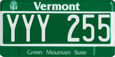 VT license plate YYY255