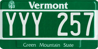 VT license plate YYY257