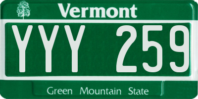 VT license plate YYY259