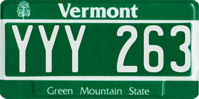 VT license plate YYY263